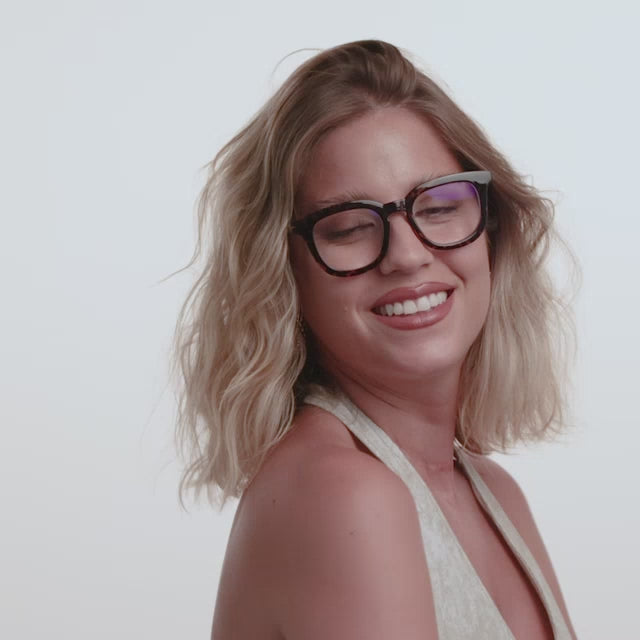 OSTERBRO Glossy Tortoise - Lentes de lectura con aumento y protección de luz azul